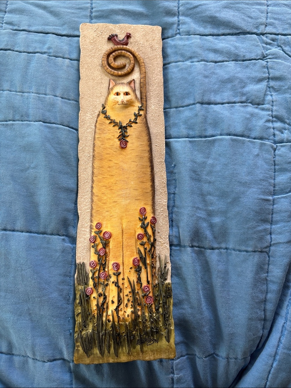 Vintage e Smithsonian Yellow Cat Wall Plaque - Decorative Pet Art